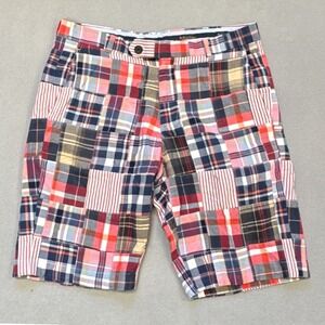 Brooks Brothers Bermuda Shorts Mens 32R Fits 34R Madras Plaid Patchwork Golf